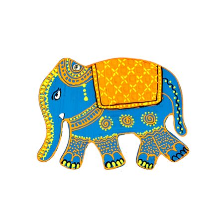 Handcrafted Folk Elephant Wooden Fridge Magnet Kitchen Decor